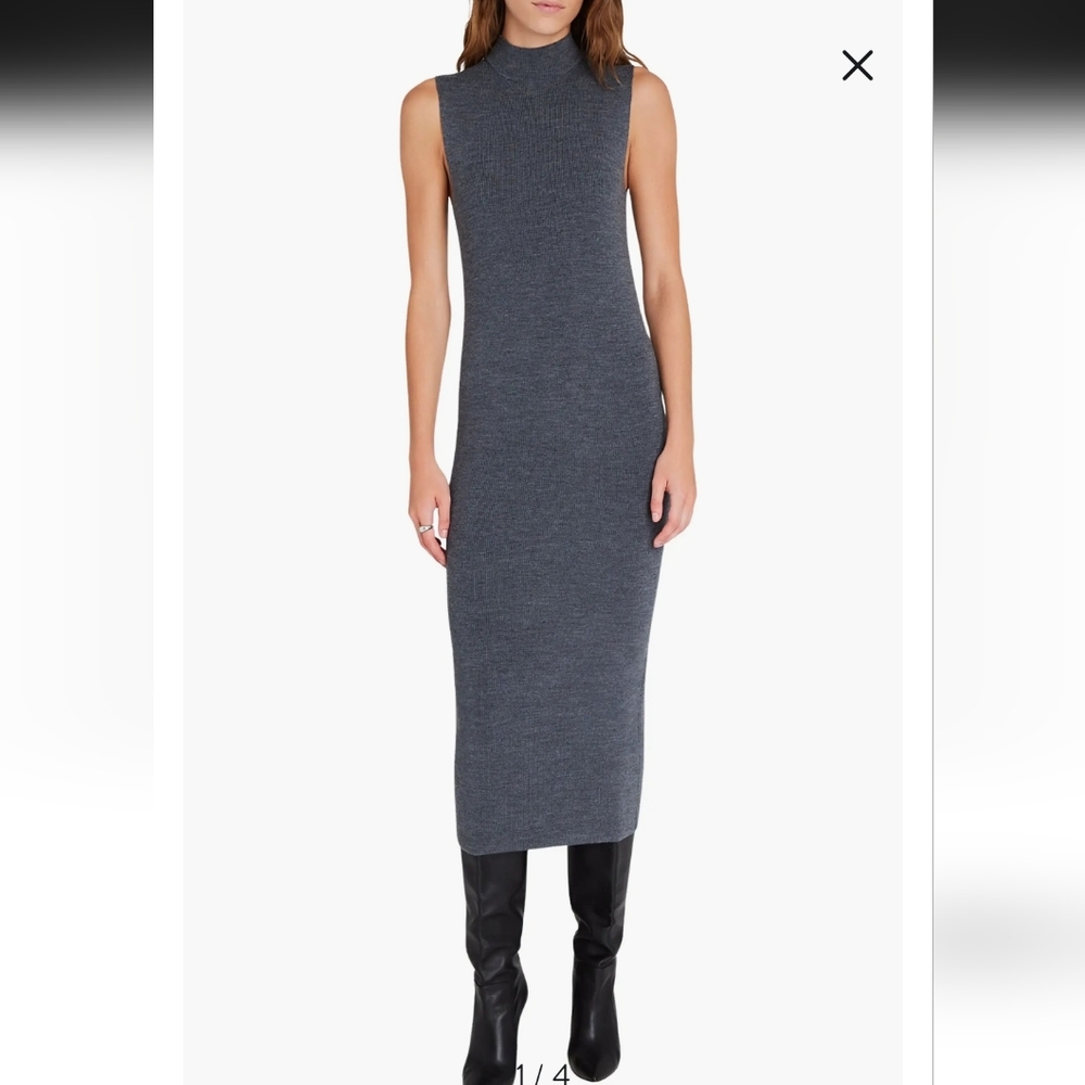 Club Monaco Mock Neck Rib Wool Blend Maxi Dress